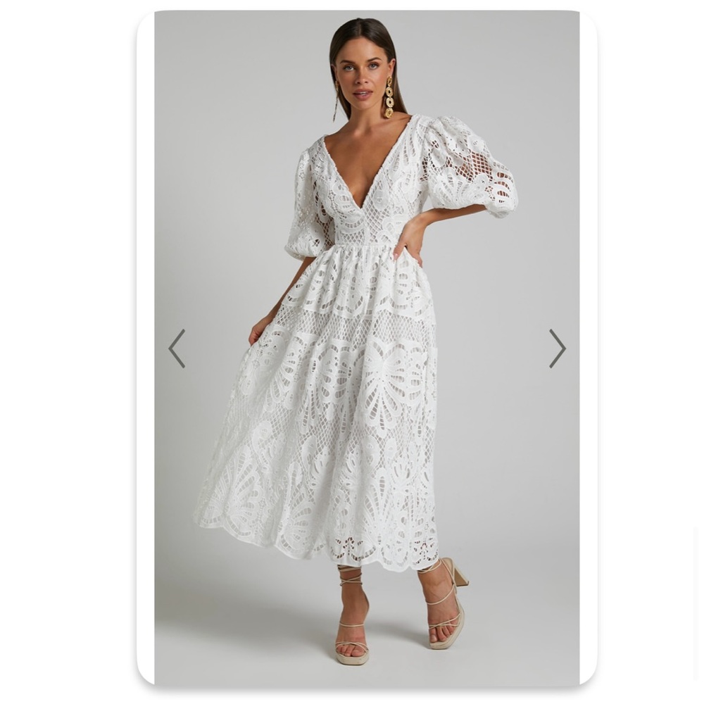 NEW! White Lace Midi Dress